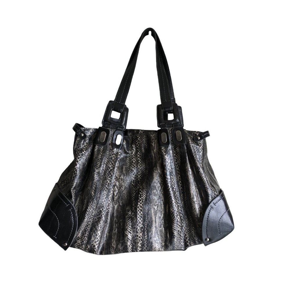 Jessica Simpson Faux Leather Shoulder Bag Snakeskin Pattern Medium Handbag Purse